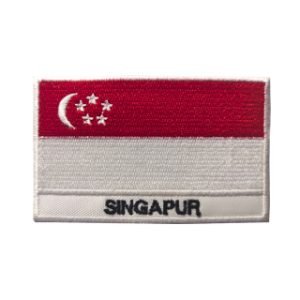 Parche bordado Bandera Singapur  8,3 x 5,1 cm. [BD-110]
