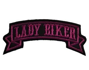 Parche bordado Lady Biker  10 x 3,5 cm. [CU-042]