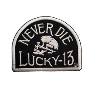 Parche bordado Never Die. Lucky 13  9 x 7 cm. [CU-003]