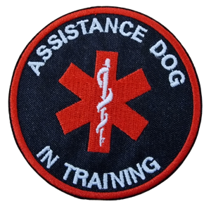 Parche bordado Assistance dog in training  8 x 8 cm. [MAS-015]