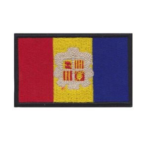 Parche bordado bandera Andorra Escudo 8 x 5,5 cm. [BD-032]