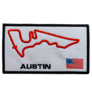 Parche bordado circuito de Austin 9,5 x 5,5 cm. (F1-006)