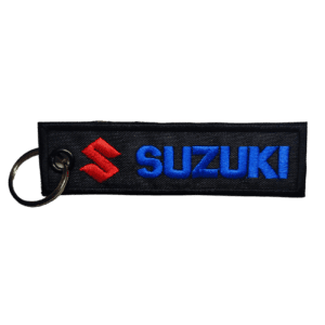 Llavero bordado SUZUKI 10 x 2,5 cm. (LLA-028)